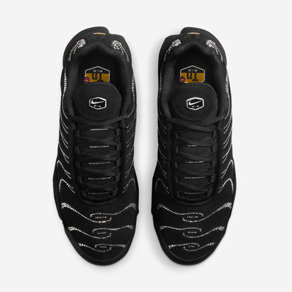 Nike Air Max Plus TN x Swarovski top view showing black mesh upper with Swarovski crystal detailing.