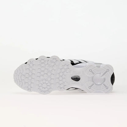 Nike Shox TL White/Black-Metallic Platinum sneaker sole view, showcasing its unique traction pattern.
